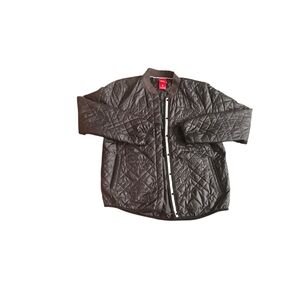 Nike Womens Black Quilted Puffer Bomber Jacket Snap Closer Size L